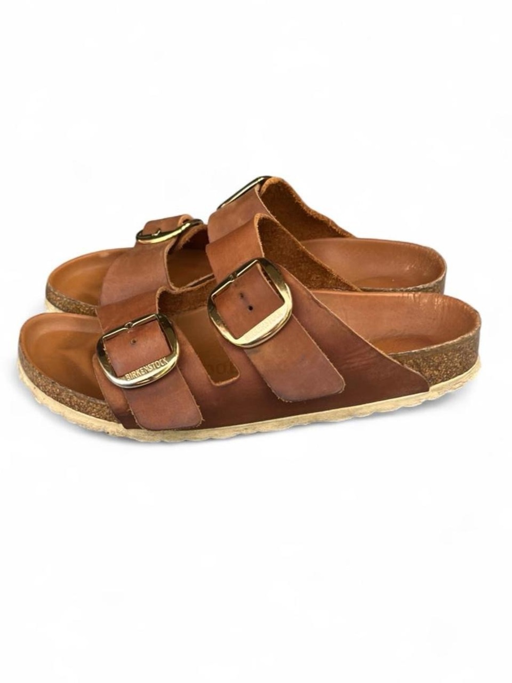 Birkenstock Arizona Big Buckle Oiled Leather Cognac Sandals EU 39 US 8 Narrow - Picture 3 of 8